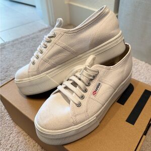 Superga Women's Off-White Platform Sneakers